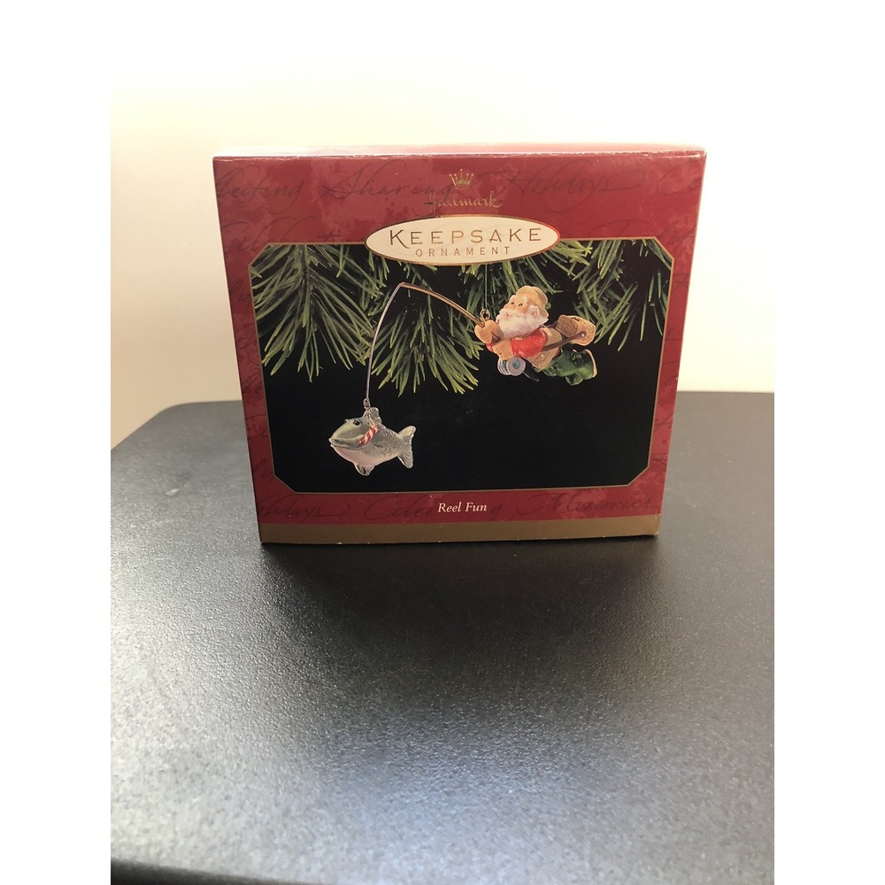 1999 Hallmark Reel Fun Fisherman Santa Christmas Keepsake Ornament NEW